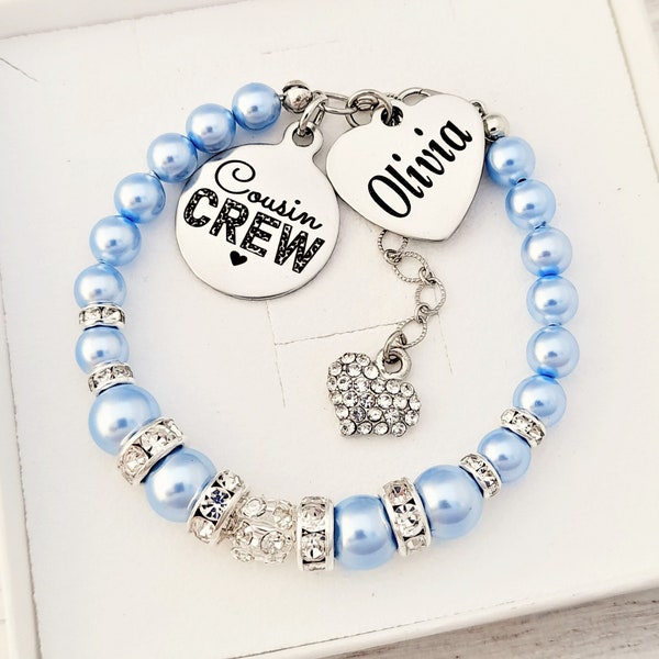 Christmas gift for my Cousin, Personalised bracelet, Personalized Cousin gift, Cousin Crew, long distant cousin gift, Holiday gift, for Her
