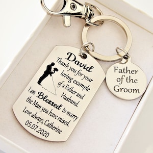 Father of the Groom wedding gift , Personalized Father of the groom Key chain , gift from the bride to the grooms father, , father in law