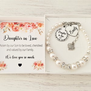 Daughter in law birthday gift idea, A Bonus Daughter, Daughter in law from in laws, Unique Personalised handmade bracelet, Son&#39;s wife