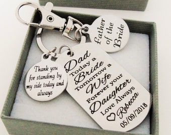 Father of the Bride gift custom Key chain personalized father of the bride gift father wedding gift for father of the bride by my side