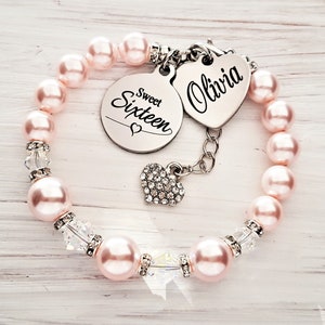 Bracelet Sweet Sixteen, cadeau Sweet 16, cadeau Sweet 16 pour fille, cadeau personnalisé pour petite-fille sweet 16, cadeau 16e anniversaire