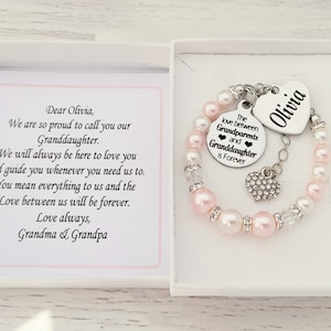 Granddaughter gift for Christmas, Gift idea for a Special Granddaughter, Personalized Bracelet, Gift from grandparents, Birthday, Handmade