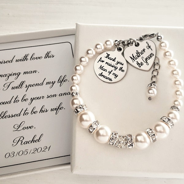 Thank you for raising the man of my dreams wedding gift for mother of the groom, bracelet for Mother of the Groom , from Bride, jewellery