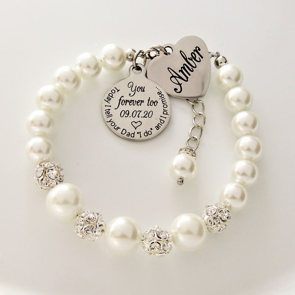 Stepdaughter gift from Stepmother, Today I tell your " DAD " i do and promise you forever too . Personalized bracelet , Wedding from Stepmom