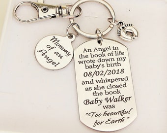 Loss of a baby personalized mommy of an Angel Keychain custom miscarriage angel baby gift memorial keepsake baby loss infant loss memory box