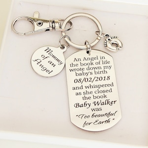 Loss of a baby personalized mommy of an Angel Keychain custom miscarriage angel baby gift memorial keepsake baby loss infant loss memory box