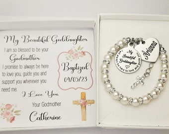 Goddaughter Baptism gift, from a Godmother, Unique gift for a baptism , Personalized Handmade Bracelet, bapized jewelery for a Goddaughter