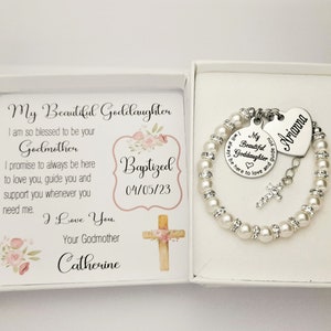 Goddaughter Baptism gift, from a Godmother, Unique gift for a baptism , Personalized Handmade Bracelet, bapized jewelery for a Goddaughter