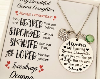 Bonus Daughter birthday gift, gift from bonus mom, I didn't give you the gift of life, Like a daughter to me, Personalized Jewelry,