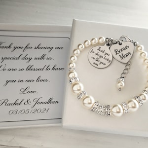 Personalized Bonus Mom wedding gift, Thank you for always loving me like your own. from the bride, gift from the groom, bracelet , bonus mom