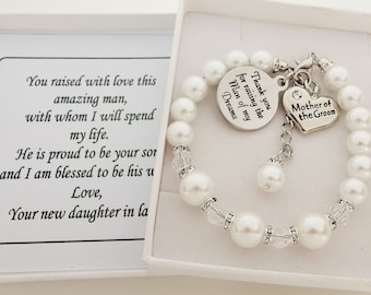 Mother of the groom Thank you for raising the man of my dreams Wedding Bracelet  Mother of the Groom Bracelet Mother of the Groom Gift