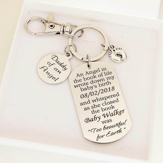 Daddy of an Angel Keychain Personalized Baby Loss Memorial Gift Memorial Keychain for Dad Miscarriage and Infant Loss Remembrance Etsy