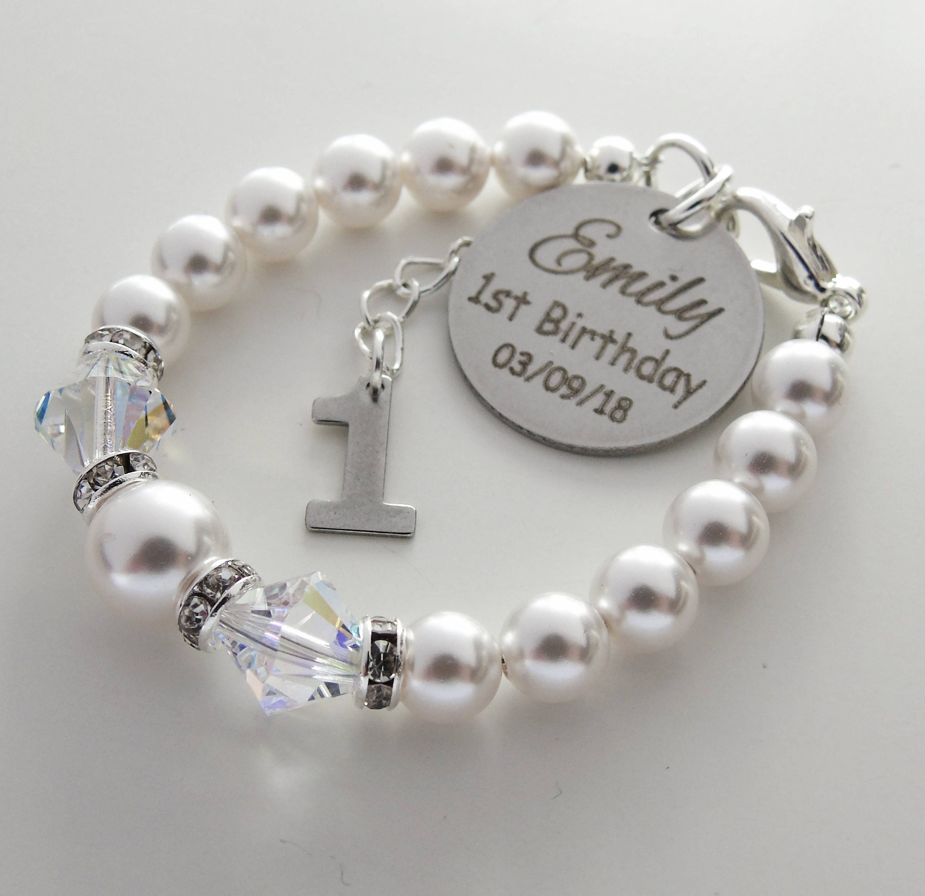 First Birthday gift personalized Bracelet baby's first Etsy