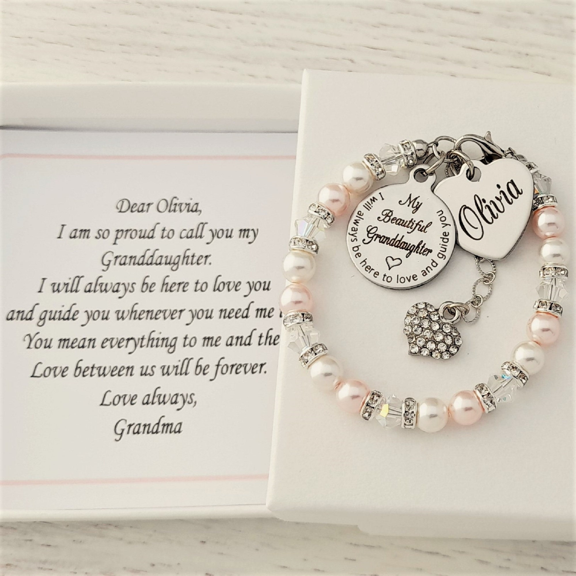 Special Gift for a Granddaughter Bracelet for a Grandchild Unique Handmade Gift From a Grandma Jewellery Personalised Gift From a Nanny Etsy