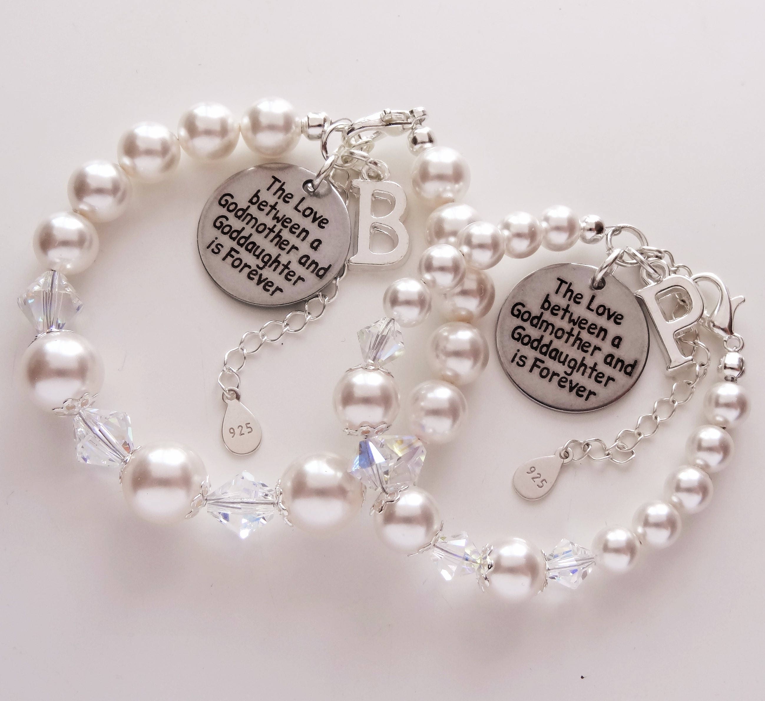 Godmother & Goddaughter Bracelet SET Sterling Silver Swarovski Etsy