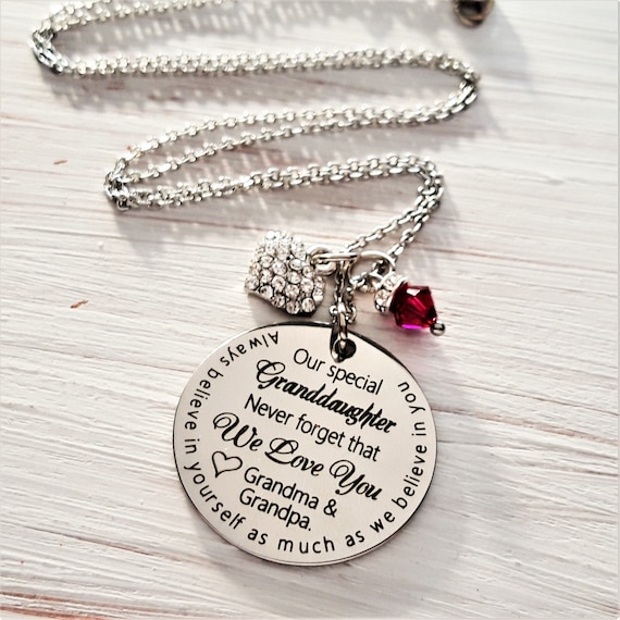 Grandma Grandmother Granddaughter Necklace, Granddaughter Gifts from Grandma,  Birthday Mothers Day Gifts for Grandma Nana from Granddaughter 