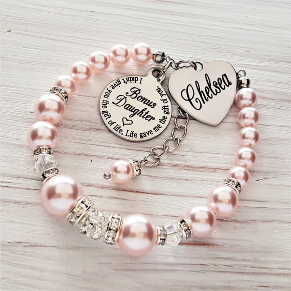 Bracelet taille enfant au message chrétien  Life et perles rose