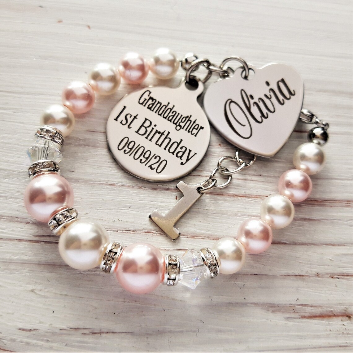 1st Birthday Gift for Granddaughter Personalized Bracelet Etsy