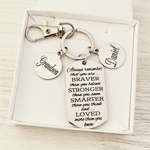 Grandson Christmas gift from Grandparents, Unique personalized holiday gift for our Grandson, Special Grandson Keychain, Birthday gift