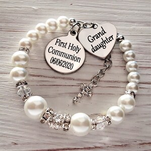 First Holy Communion bracelet Granddaughter Personalized name and date, Holy communion jewelry , gift for granddaughter, holy communion gift image 3