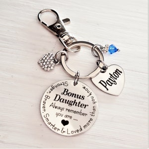 Personalized Bonus Daughter gift from stepmother gift from stepfather, Bonus Daughter Keychain for christmas, adoption gift for christmas