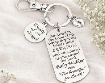 Custom Baby Loss Memorial Keychain, Daddy of an Angel Keepsake