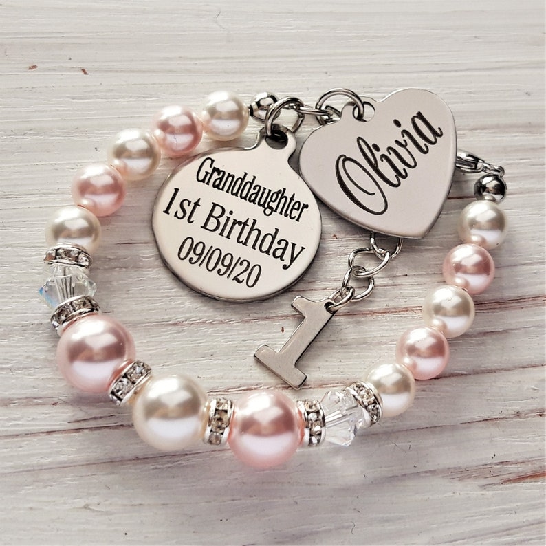 1st Birthday Gift for Granddaughter Personalized Bracelet Etsy UK