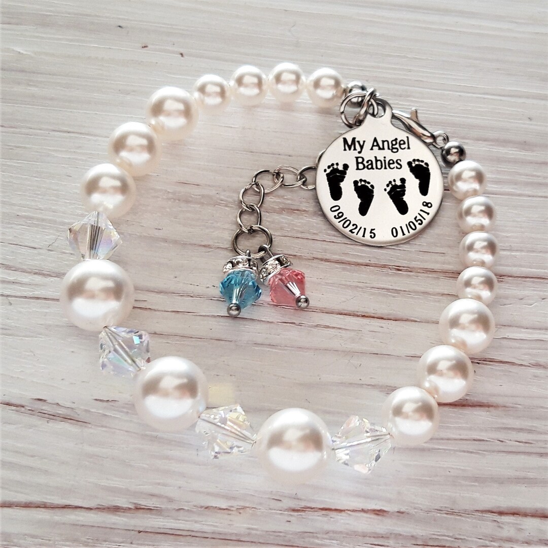 Loss of 2 Babies, Memorial Jewellery, Personalized Baby Loss Bracelet