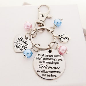 Memorial gift for stillborn baby Personalized miscarriage gift baby memorial Keychain  jewelry loss of a baby mommy of an Angel miscarriage