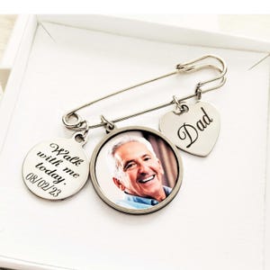 Personalised Memorial Wedding Bouquet Charm or Lapel Pin with Photo , Custom Remembrance Gift , Bridal gift, Gift for Groom
