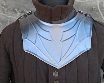 Embossed Dragon Steel Gorget: LARP Knight Neck Armor