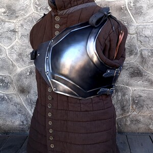 Handmade Steel Gladiator Armor: LARP Cosplay Cuirass & Pauldron blackened steel