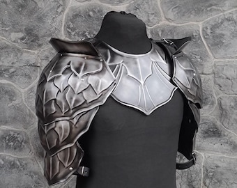 Dragon Scale Steel Pauldrons & Gorget: Warrior LARP Cosplay Armor