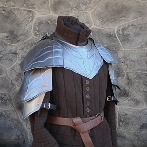 Blackened Steel Dragon Pauldrons: Larp Cosplay Armor Polished steel