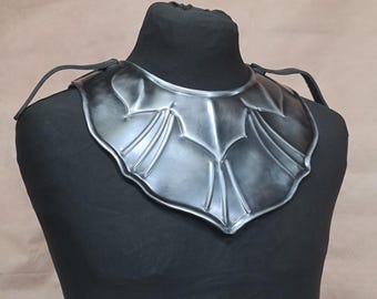 Embossed Steel Gorget: Scale Style LARP Armor, Cosplay Neck Protection