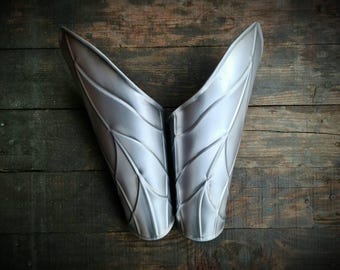 Handcrafted Steel Elf Vambraces: Fantasy Warrior Bracers, LARP Armor