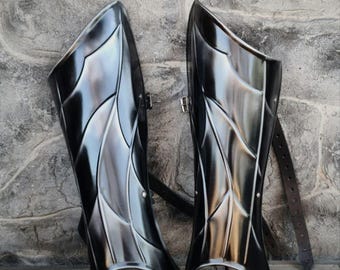 Handcrafted Steel Dragon Leg Greaves: Medieval Knight Armor