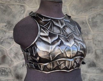Dragon Scale Half Cuirass – Women's Blackened Steel Armor for LARP Cosplay