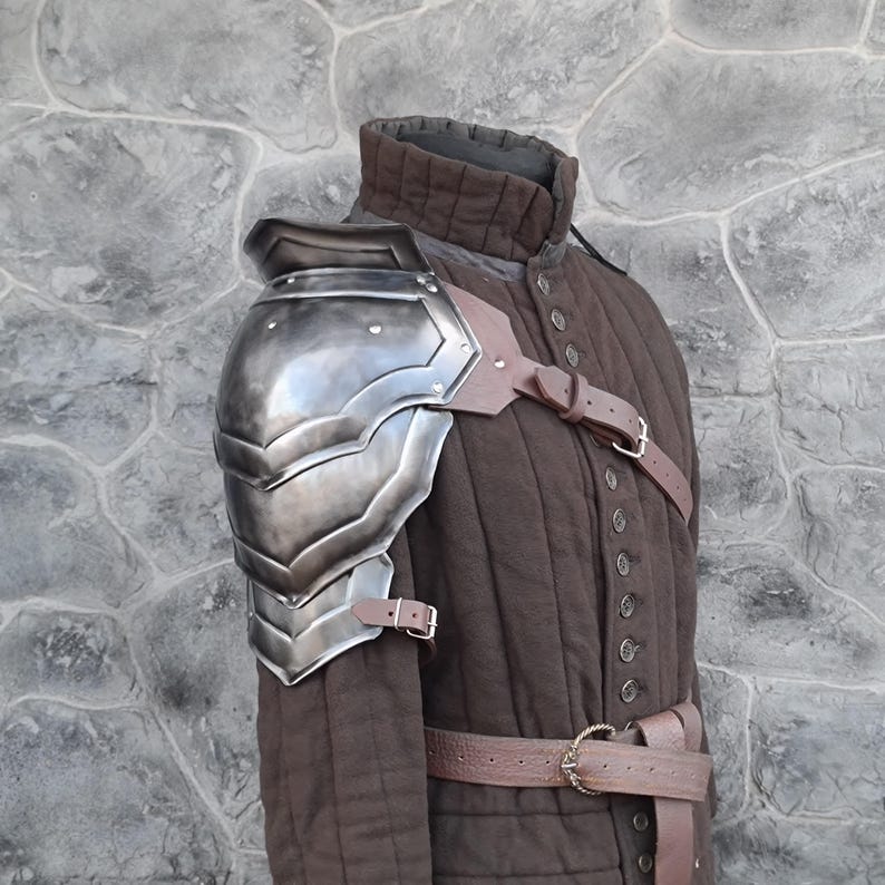 Handmade Steel Gladiator Armor: LARP Cosplay Cuirass & Pauldron gray steel