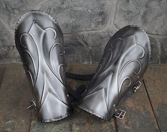 Draw elven bracers, steel armor, dark elf fantasy warrior vambracers, larp clothing, arm protection, arm guard, fantasy knight cosplay