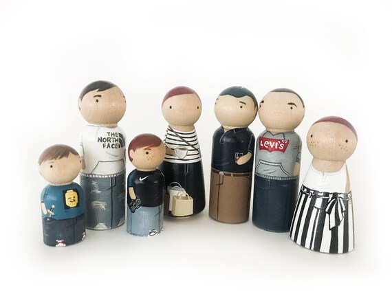 wooden peg doll family