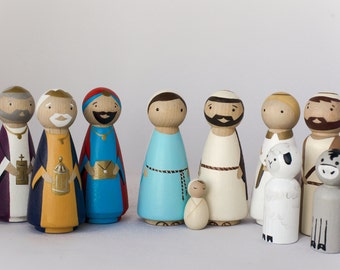 Wooden Peg Dolls NATIVITY