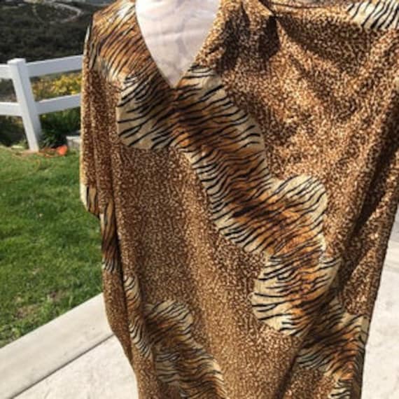 Silky MAXI Animal Print Caftan - One Size Fits MO… - image 1