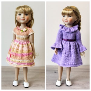 Knitting Pattern for Two  Dresses For Ruby Red Fashion Friends Dolls (14&quot;). Digital download