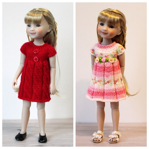 Knitting Pattern for Ruby Red Fashion Friends Dolls (14"). Tutorial for Two Summer Dresses. Pattern for knitted outfit.