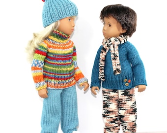 Knitting pattern for sweater, sweatpants and hat for Sasha dolls (16"- 17"). Instant Digital Download PDF.