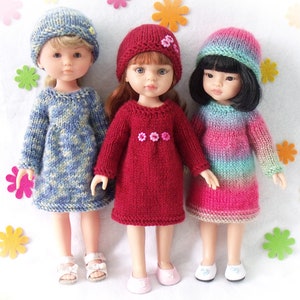 Knitting pattern for Dress and Hat for Paola Reina doll (12&quot;/32 cm) and Corolle Les Cheries doll (13&quot;/33cm).