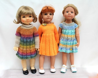 Wzór na smukłe lalki o długości 18 cali, takie jak Big Bailey, Gotz Hanna i Happy Kids. Samouczek na trzy sukienki.