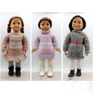 Padrão de tricô para vestido de boneca: Vestidos de inverno para bonecas de 18 polegadas (padrão em PDF)