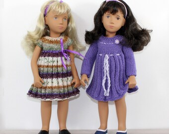 Breipatroon voor twee jurken voor Sasha Dolls (16"-17"). Poppenkleding pdf-breipatroon. Makkelijk te breien. Direct downloaden.
